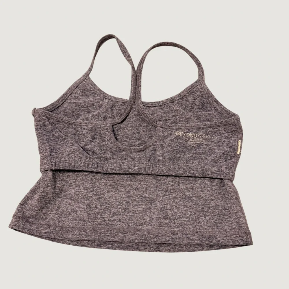 Beyond Yoga Women's Space Dye Heather Purple Crop Tank and Shorts Set Size XS